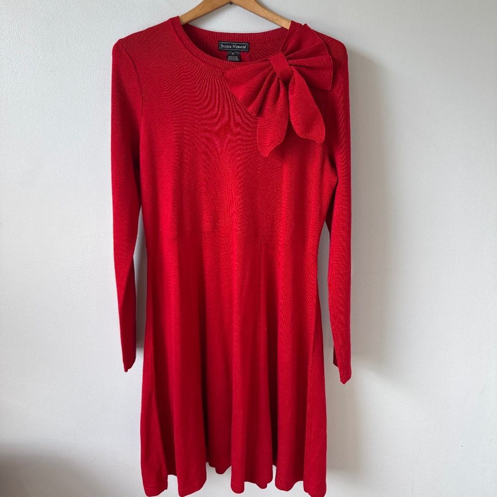 Jessica Howard long sleeve bow sweater dress - Picture 1 of 7